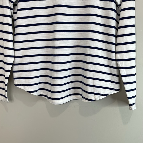 Old Navy EveryWear Striped Slub Knit Long Sleeve Tee Navy Blue White Nautical M - Picture 4 of 9